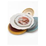 Mixed Decorative Plate Set With Currier & Ives
