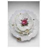 Vintage Rose Leaf-Shaped Porcelain Dish Set