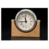 Wood And Chrome Swivel Desk Clock