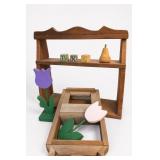Wooden Shelf With Alphabet Blocks & Tulip Decor