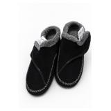 Orthofeet Black Faux Fur-Lined Slippers Size 6