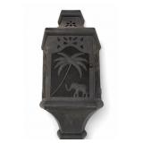 Asian Candle Sconce With Elephant & Palm Tree