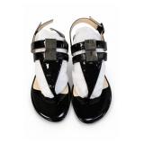 Alex Marie Black Patent Wedge Sandals Size 6.5