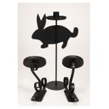 Black Metal Pig Candle Holder