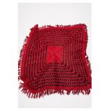 Red Black Granny Square Crochet Afghan