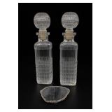 Glass Carafe Set, Two Decanters & Bowl