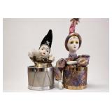 Porcelain Harlequin Jester Figurine Pair