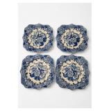 Spode Blue Room British Flowers 4-Plate Set