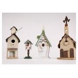 Set Of 4 Decorative Birdhouses, Church Forms