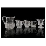 Early American Pressed Glass Pitcher & Creamer Set