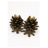 Vintage Brass Pinecone Candle Holder Pair