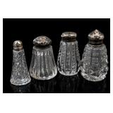 Four Cut Glass Salt & Pepper Shakers