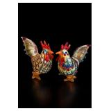 Fitz & Floyd Glass Menagerie Rooster Figurines