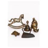 Brass Figurines & Rocking Horse Lot