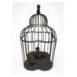 Decorative Metal Bird Cage With Bird Figures