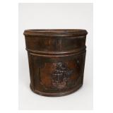 Vintage Wooden Lidded Box With Sailing Ship Scene