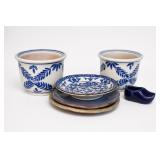 Blue And White Ceramic Votives Plates & Shoe