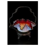 Victorian Ruffled Glass Brides Basket