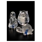 Art Glass Animal Figurine Trio
