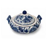 Made In China Blue-White Fish Motif Covered Tureen