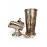 German Silver Floral Pitcher Vase & Spoon Set