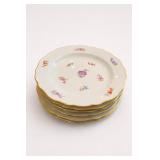 6pc Meissen Floral Gold-Trimmed Plate Set