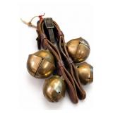 Brass Sleigh Bells On Leather Harness