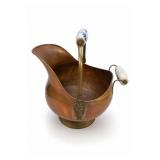 Copper Brass Coal Scuttle With Ceramic Handles