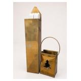 Brass Fireplace Match Holder Pair