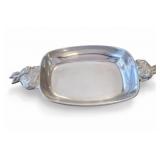 Vintage Silver-Tone Shell-Handle Serving Tray