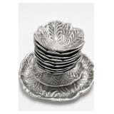 Fitz & Floyd Pewter Cabbage Leaf Bowl Set