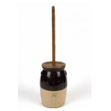 2 G Stoneware Butter Churn With Wooden Dasher