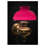 Rayo Brass Electrified Oil Lamp w/ Ribbed Shade