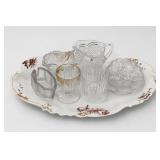 Haviland & Co. Limoges Floral Tray With Glassware