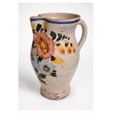 Hand-Painted Pottery Floral Pitcher