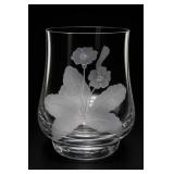 Stuart Crystal Etched Floral Glass Vase