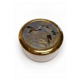 Chokin Porcelain Trinket Box, Birds & Bamboo