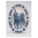 A.A. Importing Co. Blue Floral Equestrian Platter