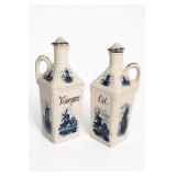 German Blue & White Oil & Vinegar Cruet Set