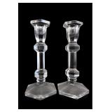 Val St. Lambert Crystal Candlestick Pair