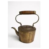 Vintage Brass Tea Kettle With Wooden Handle