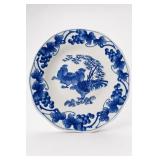 Blue-White Rooster Plate, Dehua Taoci, 12 In