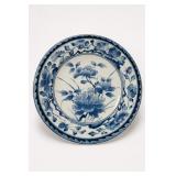 Blue & White Floral Porcelain Footed Rice Bowl