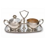 Silverplate Creamer, Sugar Bowl & Tray Set