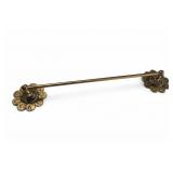 Brass Towel Bar With Floral Rosette Ends