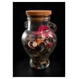 Glass Button Jar With Wooden Lid