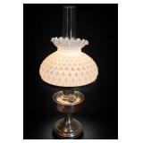 Vintage Milk Glass Quilted Hurricane Lamp