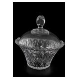 Indonesia Clear Cut Glass Covered Candy Dish