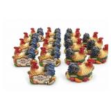 Fitz And Floyd Hand-Painted Rooster Figurine Set