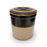 Antique Two-Tone Stoneware Crock With Lid